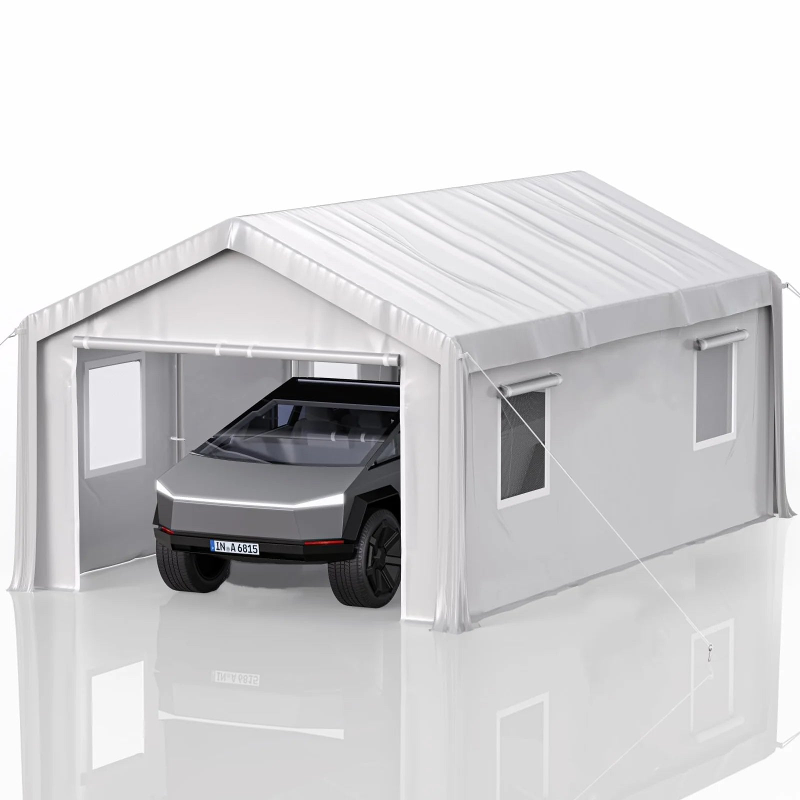 Garvee 13' X 20' Heavy-Duty Carport with Detachable Sidewalls, Front & Rear Doors, Sandbags for Cars, Boats, Trucks & Motorcycles, White