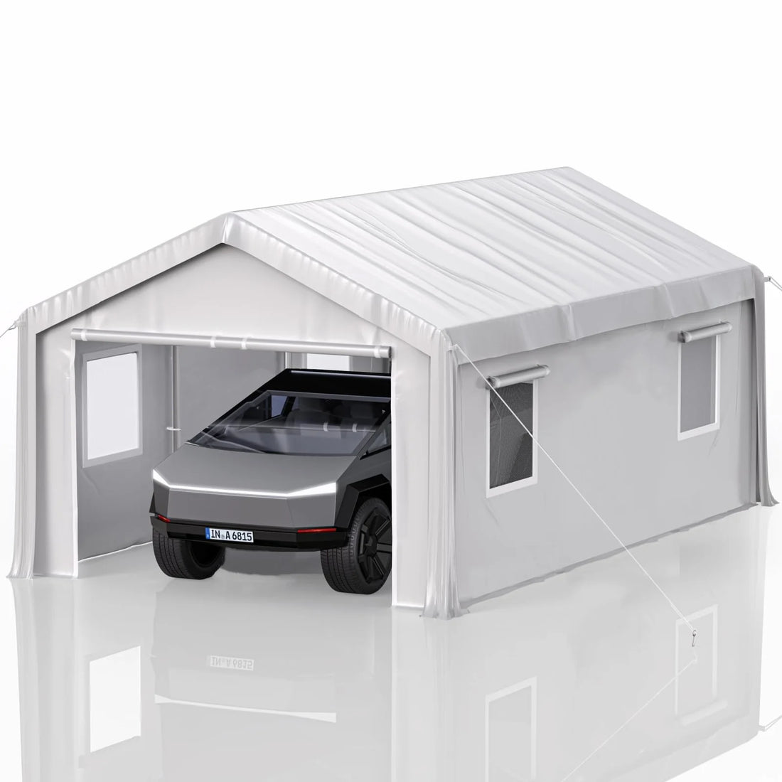 Garvee 13' X 20' Heavy-Duty Carport with Detachable Sidewalls, Front & Rear Doors, Sandbags for Cars, Boats, Trucks & Motorcycles, White