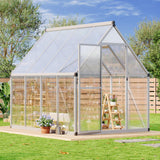 Garvee 6x7 FT Polycarbonate Walk-In Greenhouse – Sturdy Aluminum Frame, Lockable Door, Adjustable Roof Vent, Easy Assembly – Fits Outdoor Garden, Backyard, Patio, Lawn – Silver - Silver -1