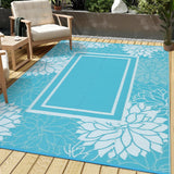 Garvee Outdoor Rug 9x12 Waterproof Reversible Patio Carpet - Quick Dry, UV Resistant - Polypropylene, Eco-Friendly - Durable, Portable - Deck, Balcony, Camping - Blue