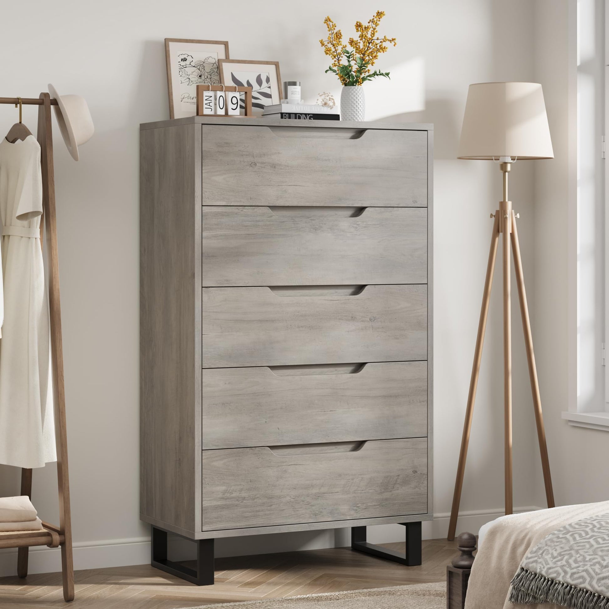 Garvee 5-Drawer Wooden Tall Dresser Garvee 5-Drawer Wooden Tall Dresser