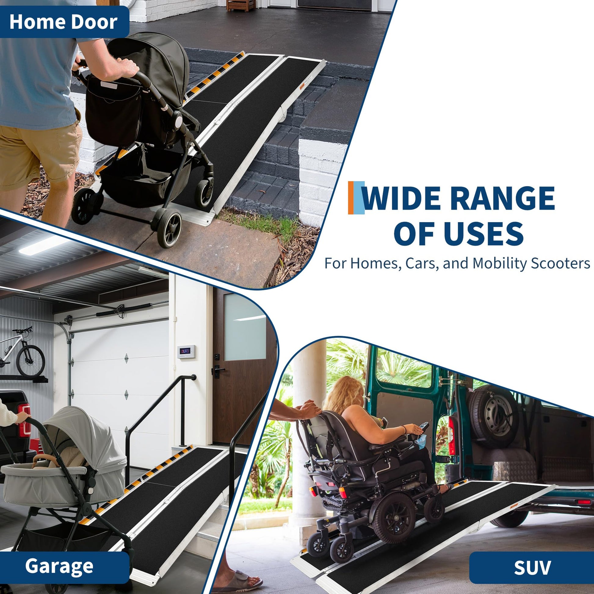 Garvee portable ramp wide range of uses for home door garage SUV and mobility scooter access