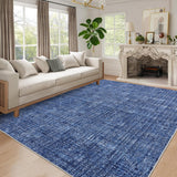 Garvee Large Area Rug 10x13 Washable Non-Slip Low Pile Polyester Soft Durable Foldable Indoor Living Room Bedroom Office - Blue