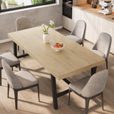 Garvee 78.7" Industrial Wood Dining Table with Sturdy Metal Frame and Adjustable Legs for 6-8 People, Nature - Nature