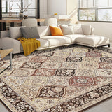 Garvee Small Washable Doormat 2x3 Vintage Trellis Rug Non Slip, Low Pile Thin Foldable Bath Mats, Soft Non Shedding Indoor Carpets, Retro Oriental Floor Covering for Entryway Bath, Brown - Brown