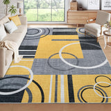 Garvee Modern Yellow 10x13 Large Area Washable Rugs, Geometric Low Pile Non-Slip Polyester Durable Stain-Resistant Indoor Living Room Bedroom - Yellow