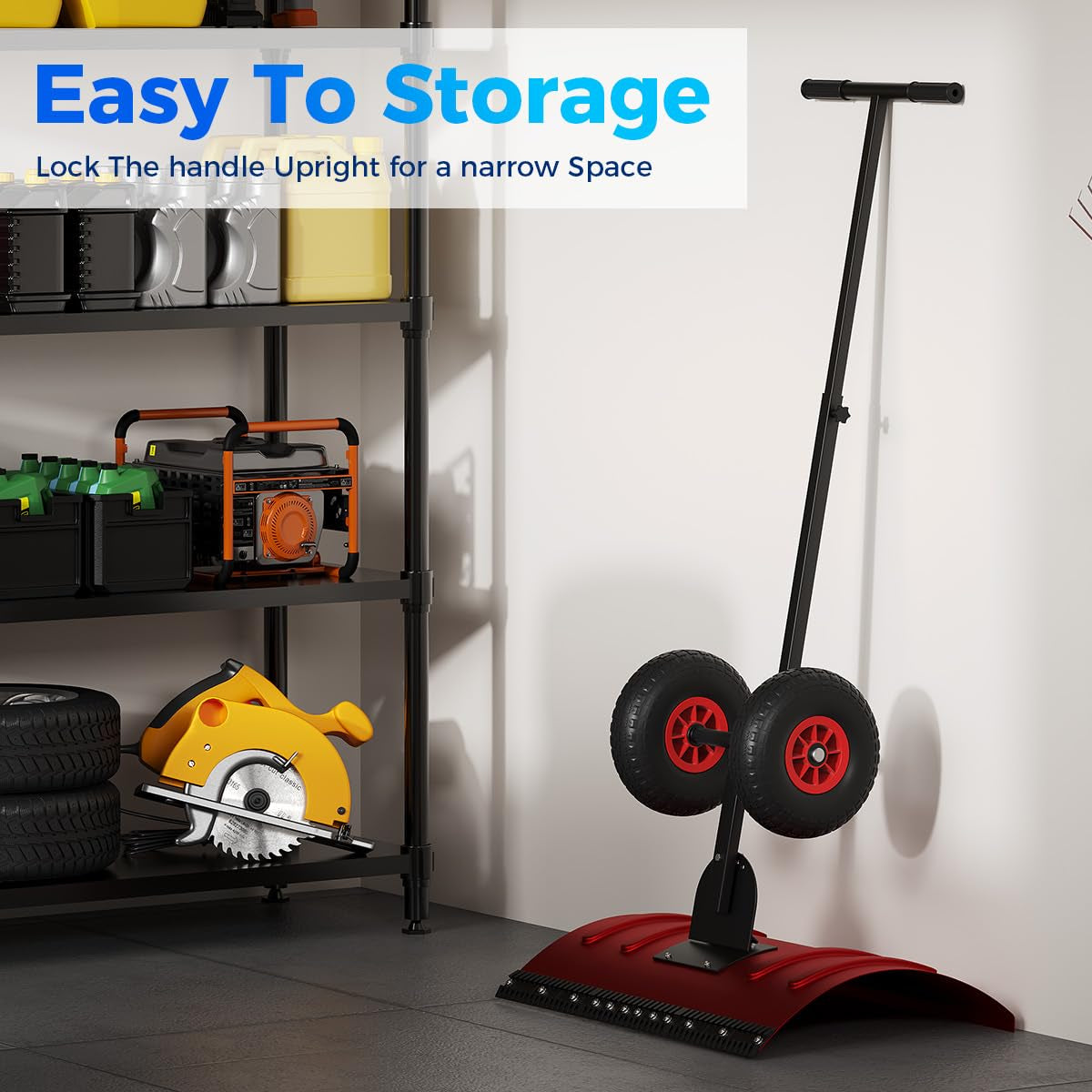 Garvee 29"W X 20"H Snow Shovel Heavy Duty Steel 5-Position Adjustable Handle 8" Anti-Skid Wheels Powder-Coated Rust-Resistant Driveway Snow Removal