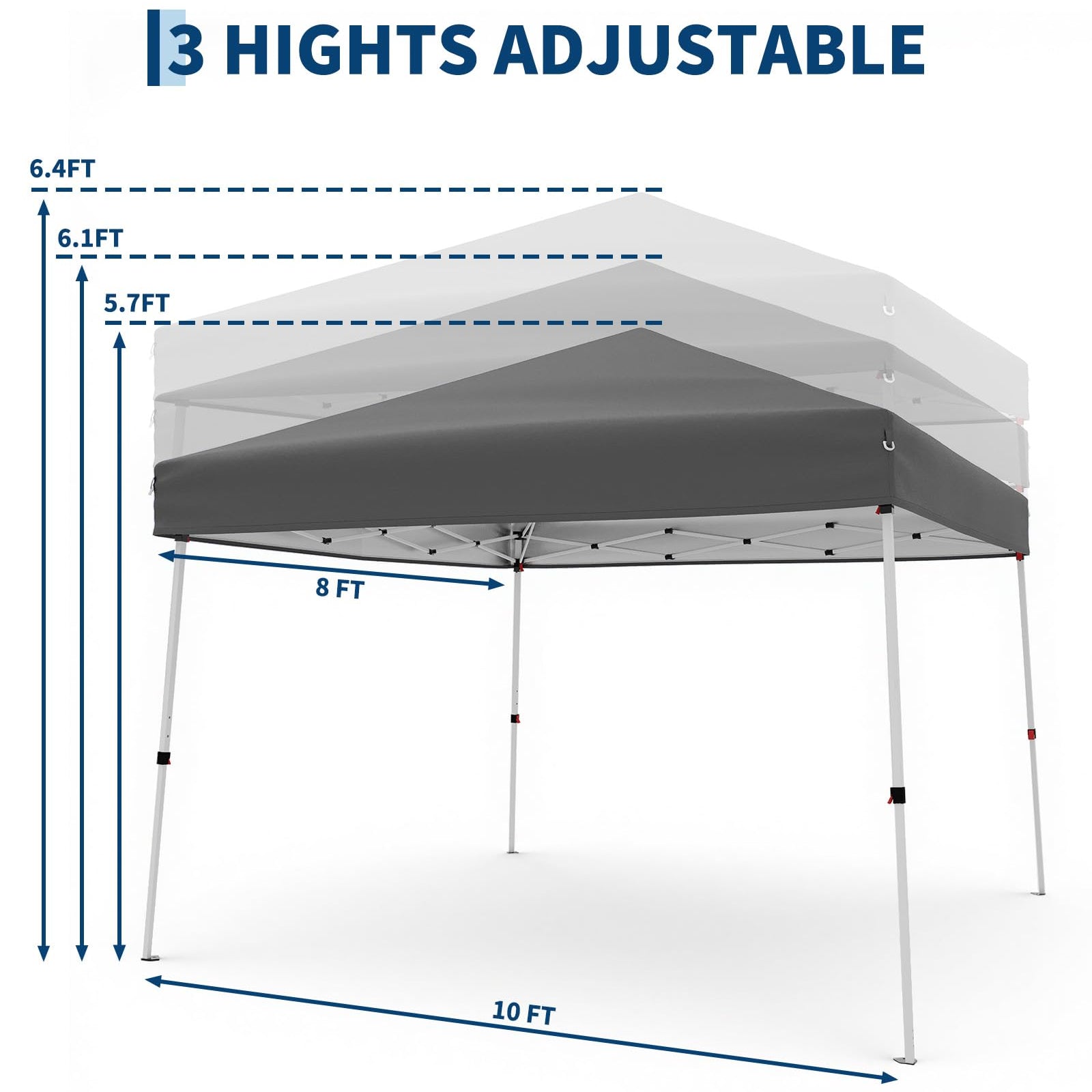 Garvee Pop Up Canopy Tent 10x10 FT with Slant Legs – Portable Outdoor Gazebo for Patio, Garden, Deck, Beach, Pool – Easy Setup Sun Shelter with Carry Bag, Sturdy Weatherproof Shade – Gray