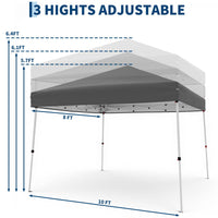 Garvee Pop Up Canopy Tent 10x10 FT with Slant Legs – Portable Outdoor Gazebo for Patio, Garden, Deck, Beach, Pool – Easy Setup Sun Shelter with Carry Bag, Sturdy Weatherproof Shade – Gray