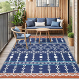 Garvee Outdoor Blue 9x18 Rug Waterproof Reversible Durable Plastic Straw Heat-Treated Edges Foldable for Camping Patio RV - Blue