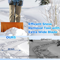 Garvee 29"W X 20"H Snow Shovel with Wheels Heavy Duty Steel 5-Position Adjustable Handle Anti-Skid Tires Quick Assembly for Driveway and Sidewalk