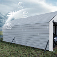 Garvee 13'x26'x11' Enclosed Oversized Metal Carport, Steel Heavy Duty Carport for All-Weather, Permanent Shelter for Full-Size Pickup Trucks, Boats, and Tractors, N.W. 1,000 Lbs