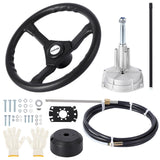 Garvee Boat Steering System with 14ft Cable & 13.5" Wheel, Cast Steel & 304 Stainless, Low-Effort Precise Control, 3/4" Shaft, Quick Install for Yachts & Fishing Boats