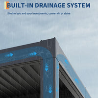 Garvee All-Aluminum Louvered Pergola 10' x 12', Outdoor Pergola with Adjustable Louvered Roof, Reinforced Aluminum Frame, Integrated Drainage System, Hardtop Gazebo for Patio, Deck, Gray