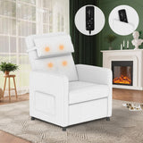 Garvee Power Recliner Chair with Massage & Heat, Adjustable Electric Recliner, Ergonomic Overstuffed Tall Back, Padded Seat, USB Port, Side Pockets, for Home Theater & Living Room, White - White - Massage & Heat