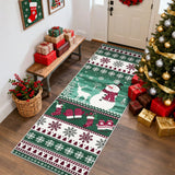 Garvee Christmas Runner Rug 2x6 Green Polyester Fibre with Non Slip TPR Backing, Washable, Low Pile, Foldable for Hallway and Kitchen - Green