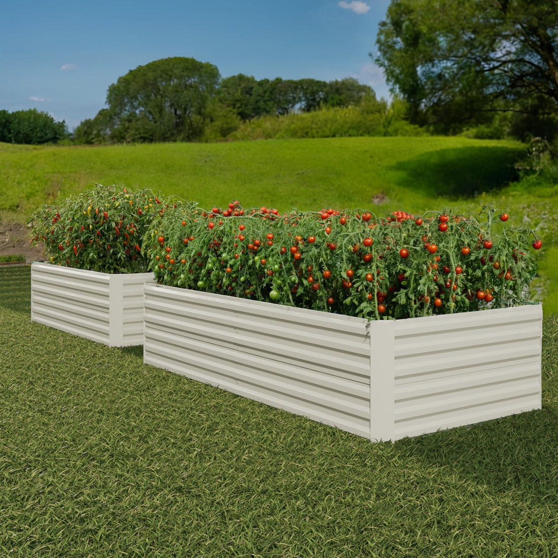 Garvee 2 Pcs 8' X 4' X 2' Galvanized Metal Raised Garden Bed - Deep Root Planter for Vegetables, Flowers, and Herbs - Large Outdoor Planter Box Kit