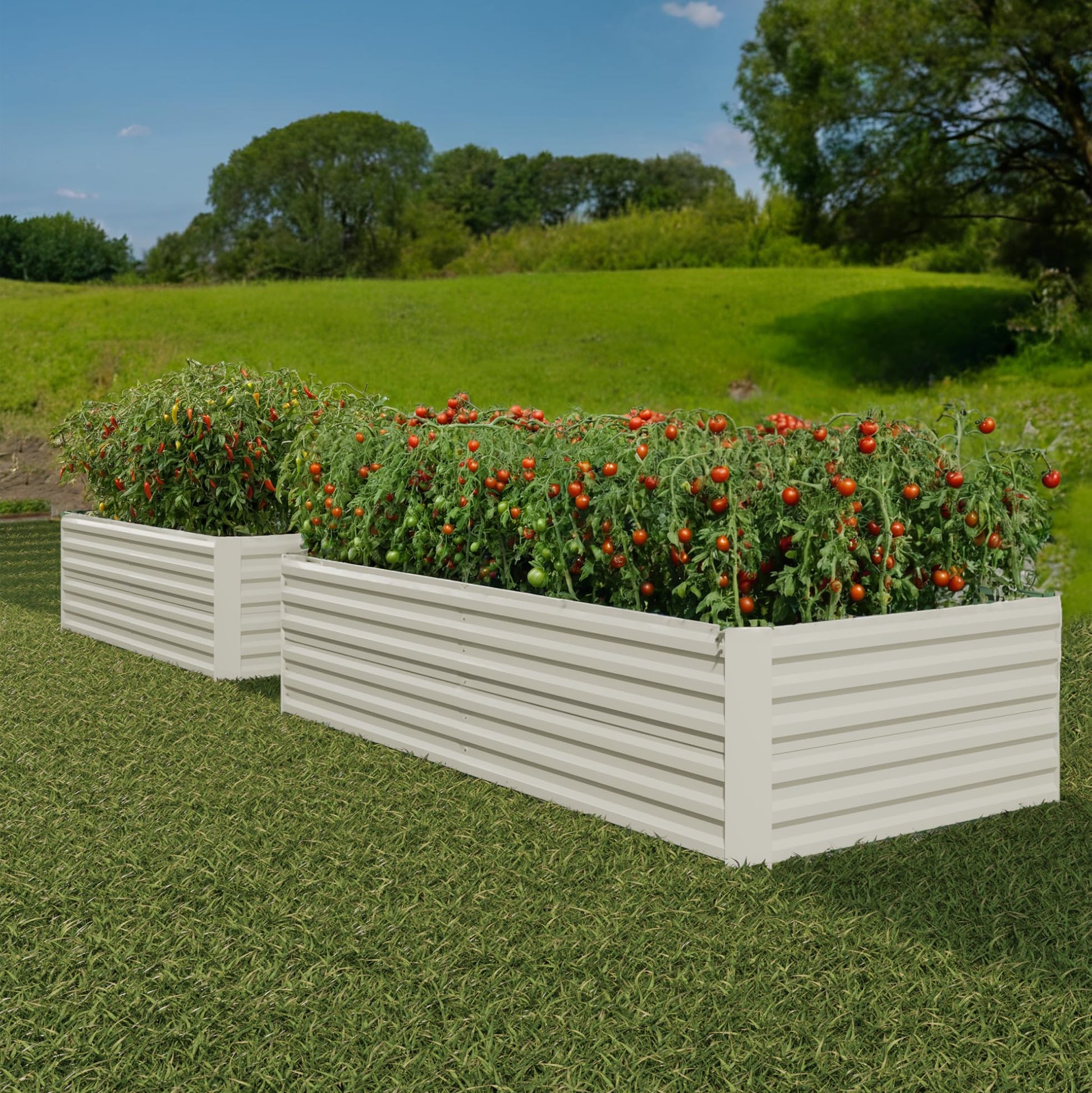 Garvee 2 Pcs 8' X 4' X 2' Galvanized Metal Raised Garden Bed - Deep Root Planter for Vegetables, Flowers, and Herbs - Large Outdoor Planter Box Kit
