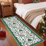 Garvee Christmas Runner Rug 2x6 Non-Slip Washable Polyester Soft Low Pile Stain Resistant Beige Green for Kitchen Hallway Bedroom - Beige & Green