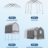 Garvee 10x10FT Gray Outdoor Portable Storage Shed with Roll-Up Door & Vent,Heavy-Duty Shelter Waterproof PE Tarp, UV-Resistant Storage Sheds for Motorcycle, Firewood, Garden and Tools, Gray