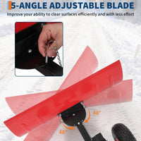 Garvee 29"W X 16.5"H Snow Pusher Shovel with Wheels,Heavy Duty Steel Snow Shovel with Wheels,Angled Blade Efficient Snow Removal With5-Position Angled Blade & Adjustable Handle for Doorway, Sidewalk