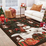 Garvee Christmas Snowman Washable Non Slip Area Rug Christmas Decorations Rugs for Living Room Low Pile Throw Rug Carpet Red 9*12Ft - Red