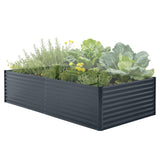 Garvee Galvanized Raised Garden Bed Kit with Cover - Extra Deep Metal Planter, Reinforced Structure, Easy Assembly, Weather-Resistant Steel, Efficient Drainage, Outdoor Vegetable Gardening - Dark Gray