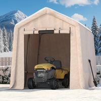 Garvee 7x10FT Outdoor Portable Storage Shed with Roll-Up Door & Vent, 240G Heavy-Duty Shelter Waterproof PE Tarp, UV-Resistant Storage Sheds for Motorcycle, Firewood, Garden and Tools