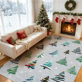 Garvee Christmas Area Rug Grey 8x10 Non-Slip Washable Soft Low Pile Polyester Xmas Tree Motif Living Room Bedroom Dining Room - Christmas Trees|Gray