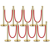 Garvee Gold Stanchion Post with Red Velvet Rope, Stainless Steel, Elegant Crowd Control, Quick Assembly, 5 Ft, Ideal for Theaters & Weddings - 