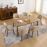 Garvee Set of 6 Mid-Century Modern Fabric Upholstered Dining Chairs with Padded and Solid Wood Legs, Camel - Camel