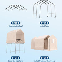 Garvee 10x10FT Khaki Outdoor Portable Storage Shed with Roll-Up Door & Vent, 240G Heavy-Duty Shelter Waterproof PE Tarp, UV-Resistant Storage Sheds for Motorcycle, Firewood, Garden and Tools, Gray