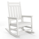 Garvee HDPE Adirondack Rocking Chair, Weatherproof Porch Rocker with Wide Armrests, White - White