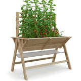 Garvee 52x30x54in Raised Garden Bed with Legs, Elevated Wooden Raised Planter Box with Vine Climbing Trellis Outdoor Standing Growing Bed for Growing Vegetables Flowers Herbs - Wood Color