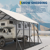 Garvee Heavy-Duty 20x20 ft Metal Carport Garage – 2-Car Shelter – 120° Steep Tone Vertical Roof for Best Snow Shedding – 173" High for RVs & Tractors