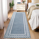 Garvee Kitchen Runner Rug Washable Non Slip Low Pile Soft Throw Carpet for Hallway Bathroom Bedroom Living Room - Blue