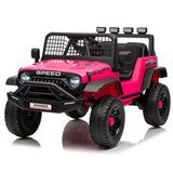 Garvee 12V Kids Electric Ride On Car with Remote Control, Bluetooth Music Player, LED Lights, EVA Material, Dual Drive, Safety Features, Outdoor Play - Hot Pink