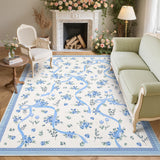 Garvee Modern Bowknot Printed Area Rug Low Pile Soft Foldable Washable Polyester Indoor Bedroom Living Room Bathroom 9x12 ft - Beige|Blue