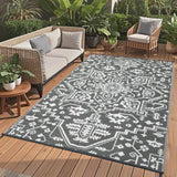 Garvee Outdoor Reversible Rug 8x10 Waterproof UV Resistant Plastic Straw Patio Deck Balcony Camping Picnic Mat - Gray