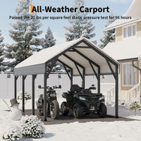 Garvee 12x13 FT Metal Carport Shed, Reinforced Frame and Steel Roof for All-Weather Use, Permanent Shelter for Cars, Motorcycles, ATVs, or Boats