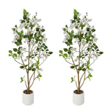 Garvee Realistic 4FT Artificial Bougainvillea Trees in Pots, 2-Pack – Lifelike Faux White Flowers – Indoor Outdoor Home, Office, Patio, Wedding, Party Decor – Maintenance-Free, Elegant Touch – Color: White