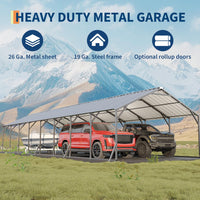 Garvee Heavy Duty Metal Carport 20x40x12 ft – Enclosed Steel Outdoor Storage Shelter, Vertical Roof, All-Weather Protection for Multiple Vehicles, Pickup Trucks, Boats, Tractors, Grey