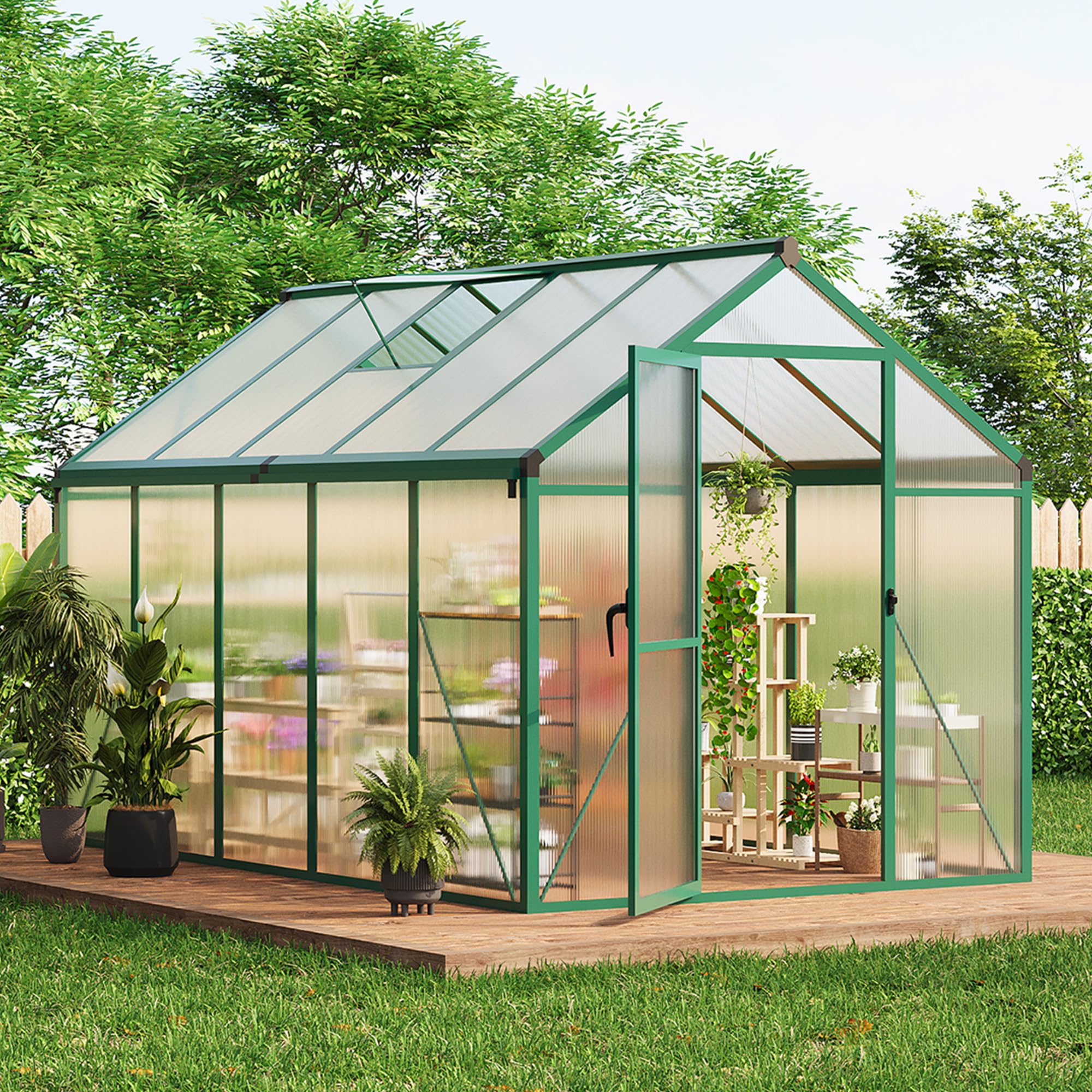 Garvee 6x10 FT Walk-in Greenhouse Polycarbonate Panels Aluminum
