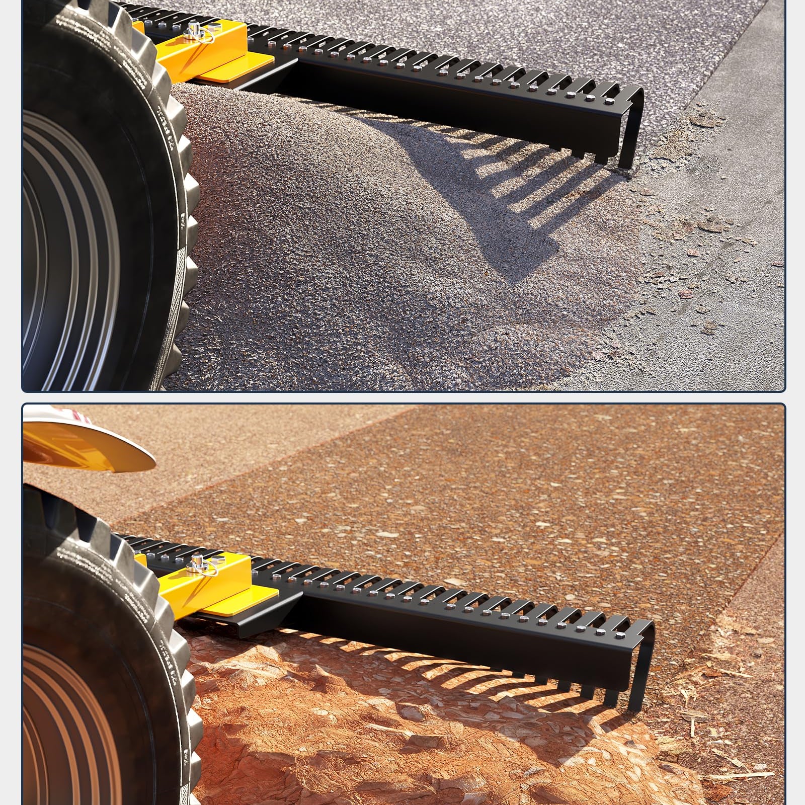 Garvee Landscape Rake for Tractor 60" Wide Coverage Hard Stainless Steel Tines 3-Point Hitch Easy Install Lawn and Garden，Rake Gravel Driveway