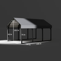 Garvee 12x13 FT Metal Carport Shed, Reinforced Frame and Steel Roof for All-Weather Use, Permanent Shelter for Cars, Motorcycles, ATVs, or Boats