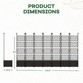 Garvee 7-Piece Raised Garden Bed with Trellis, 114" x 63" Outdoor Planter Box, Vertical Garden with Privacy Screen for Patio, Balcony & Backyard, Lightweight & Weather-Resistant