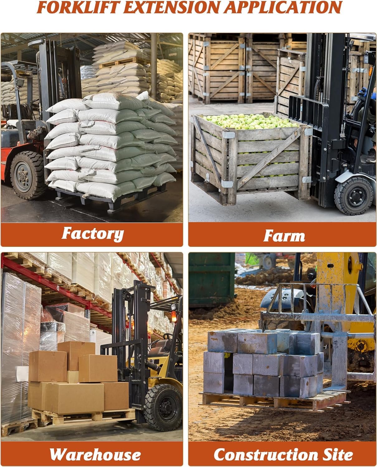 Garvee 84" Forklift Extensions, 4.5" Wide Steel Pallet Fork Sleeves, 4600 lb Capacity, Orange