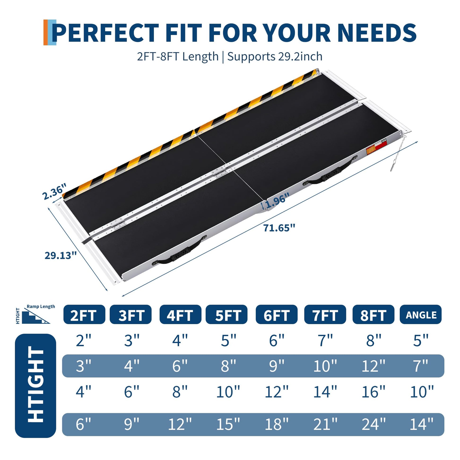 Garvee 5FT threshold ramp size and fit guide for ramp height and access angle
