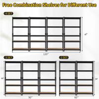 Garvee Heavy Duty Garage Shelving 2000 lbs Adjustable 5 Tier Metal Storage Shelves Carbon Steel Durable Anti-Tip Brackets Black 60x30x12" for Warehouse, Kitchen
