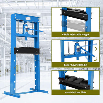 Garvee 20 Ton Hydraulic Press, Heavy Duty H-Frame Floor Shop Press with Adjustable Worktable for Auto Bending & Stamping, Blue